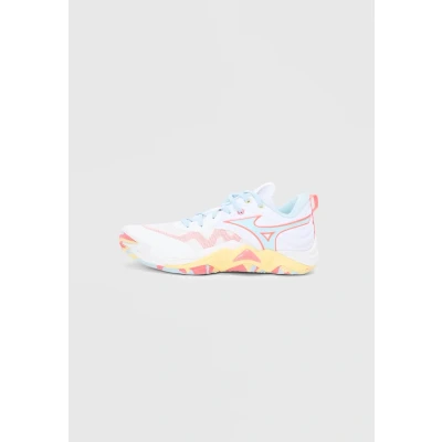Afbeelding van Mizuno WAVE Momentum Volleybalschoenen, Dames, Maat: 42.5, White/calypso coral/pale banana Schoenen