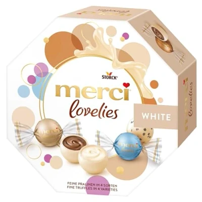 Afbeelding van merci Lovelies White 1 x 185 g gevulde chocolademix