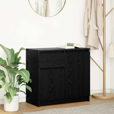 Afbeelding van vidaXL Dressoir met lade 71x35x65 cm spaanplaat zwart eikenkleurig