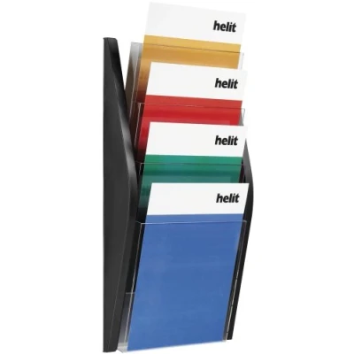 Afbeelding van Folderhouder Helit wand 4xA4 zwart