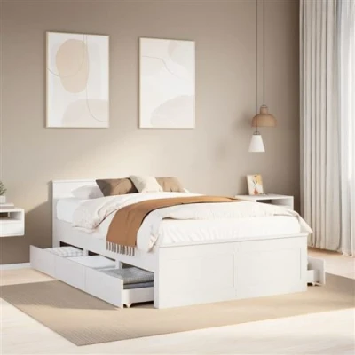 Afbeelding van vidaXL Bedframe zonder matras met hoofdbord grenenhout wit 120x200 cm