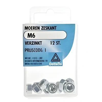 Afbeelding van Deltafix Moeren zeskant M6 12 stuks