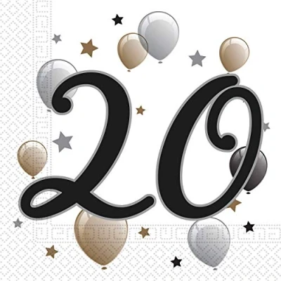 Afbeelding van Procos 20 stuks servetten Happy Birthday Milestone 33 x cm ballon verjaardag papieren met motief tafeldecoratie theedoek ballonnen