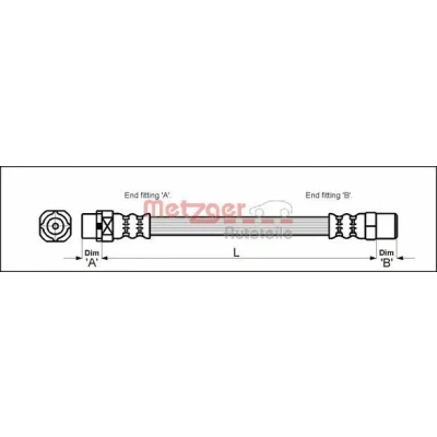 Afbeelding van METZGER 4110053 Remslang 202 F10 x 1 BMW: 3 Convertible, Saloon, Coupe