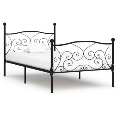 Afbeelding van Bedframe met lattenbodem metaal zwart 90x200 cm