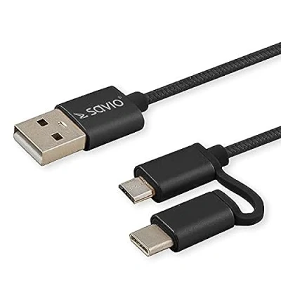 Afbeelding van Savio CL 128 USB kabel 1 m 2.0 A C/Micro Zwart