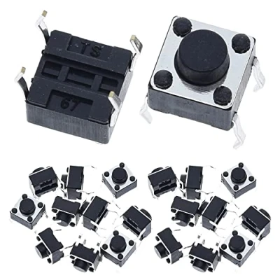 Afbeelding van Youmile 100 Pack 6x6x6mm Miniatuur Momentary Touch Drukknopschakelaar Kwaliteit Schakelaar SPST Miniatuur/Mini/Micro/Kleine PCB