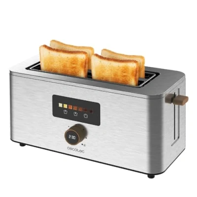 Afbeelding van Cecotec 2 Extra lange sleuven Touch&amp;Toast Double. 1500 W, 4 sneetjes Brood grote 3,5 cm Touchscreen en digitaal wiel Roestvrijstalen afwerking