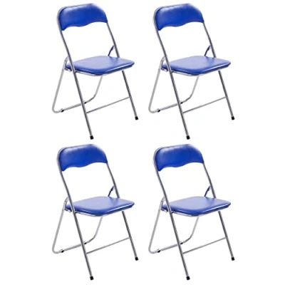 Afbeelding van CLP Felix Set van 4 klapstoelen blauw/zilver