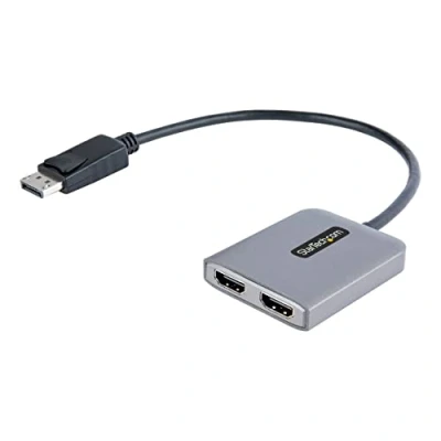 Image de StarTech.com DP to Dual HDMI MST Hub 4K 60Hz DisplayPort Multi Monitor Adapter with 1ft (30cm) Cable 1.4 Stream Transport DSC HBR3 2x Ports Splitter (MST14DP122HD) Adaptateur vidéo mâ