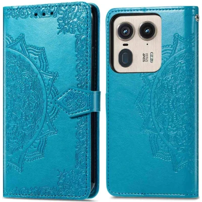 Afbeelding van imoshion Hoesje Geschikt voor Motorola Edge 50 Ultra Met Pasjeshouder Mandala Bookcase Turquoise