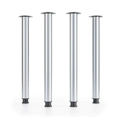 Afbeelding van ATM® Set van 4 tafelpoten, zilverkleurig, hoogte 710 mm, in verstelbaar, diameter 60 bureaupoten, belastbaar tot 75 kg per poot
