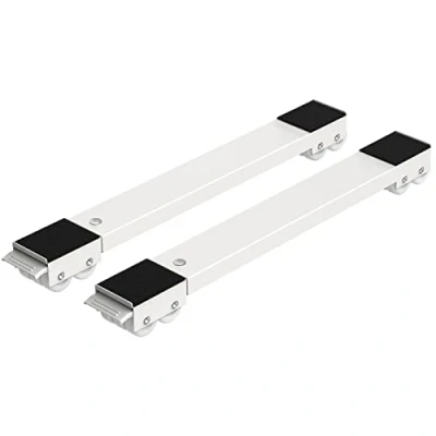 Afbeelding van Ronlap Set van 2 transportwielen, voor wasmachine, onderframe, koelkast, wasdroger, vriezer tot 300 kg, met 24 wielen, rem, wit