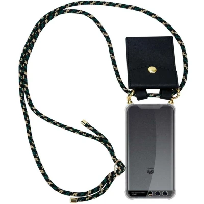 Afbeelding van Cadorabo Hoesje geschikt voor Huawei P10 in CAMOUFLAGE Silicone Mobiele telefoon ketting beschermhoes met gouden ringen, koordriem en afneembare etui