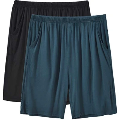 Afbeelding van MoFiz Pyjamabroek voor heren van zacht modal, Kort blauw/zwart