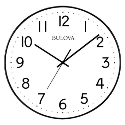Afbeelding van Bulova Office Mate wandklok, 40,6 cm, zwart en wit