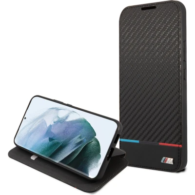 Afbeelding van BMW Carbon Tricolor Geschikt Voor Samsung Galaxy S22 Plus Boekmodel hoesje