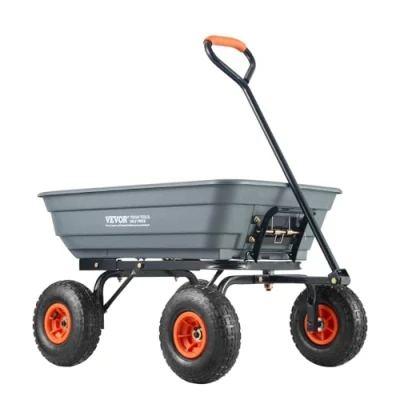 Image de VEVOR Chariot à benne basculante de jardin polyéthylène robuste charge 272 kg​
