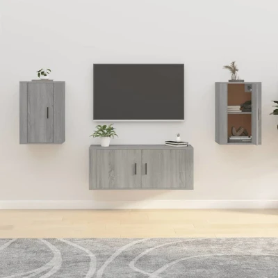 Afbeelding van Tv wandmeubels 2 st 40x34,5x60 cm grijs sonoma eikenkleurig