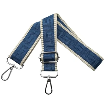 Afbeelding van tasriem, verstelbare breedte 3,8 cm, met zilverkleurige karabijnhaak, draagriem voor dameshandtassen, kaki/blauw, K39