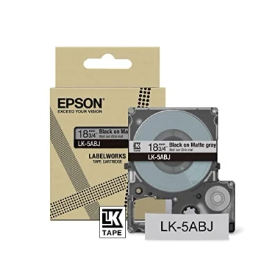 Afbeelding van Epson, Etiketteringstape, Mat L Grijs/Zwart 18mm LK 5ABJ (1.80 cm, Grijs)