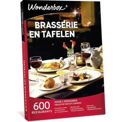 Afbeelding van Wonderbox Cadeaubon Brasserie en tafelen cadeau voor man of vrouw