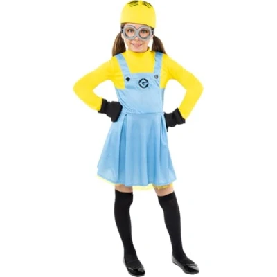 Afbeelding van Funidelia Minions Dave kostuum voor meisjes, cartoon, Minions, films en bioscoop, kinderkostuum accessoires Halloween, carnaval feesten. Maat 3 4 jaar Geel