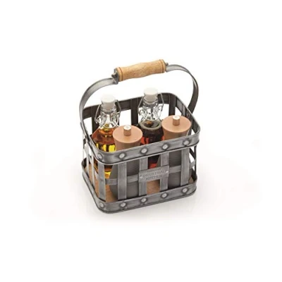 Afbeelding van KitchenCraft kruidenstandaard van metaal met houten handvat, vintage stijl, 23 x 15,5 28 cm
