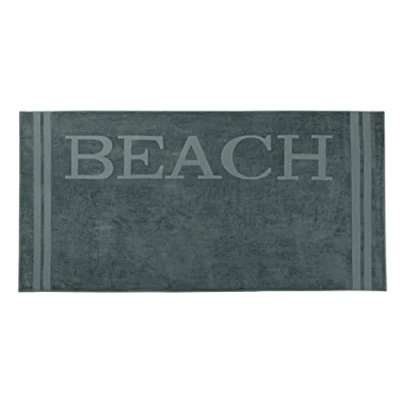 Afbeelding van ZOLLNER Strandhanddoek, knuffelige en absorberende handdoek, 100 x 200 cm, wasbaar tot 60 graden, katoen, met moderne spreuk randen, Öko Tex gecertificeerd
