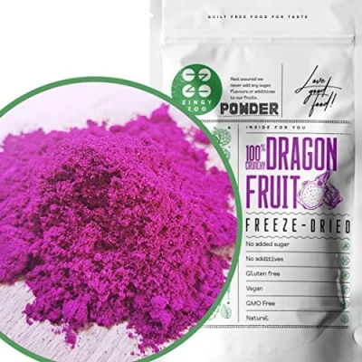 Image de Gevriesdroogde Drakenfruit Poeder XL 300g Natural Pitaya Powder Freeze Dried Fruit du Dragon Lyophilisé Drachenfrucht Pulver Gefriergetrocknet Pink Fruitpoeder ZingyZoo