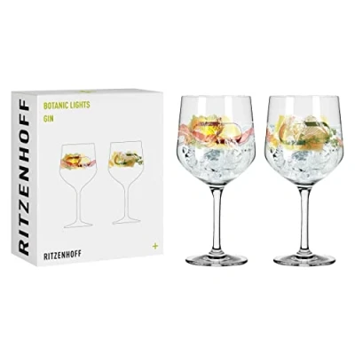 Afbeelding van RITZENHOFF Botanic Lights 3791001 set van 2 gin glazen 700 ml serie nr. 1 zomerkleuren Made in Germany groen, oranje, geel, rood