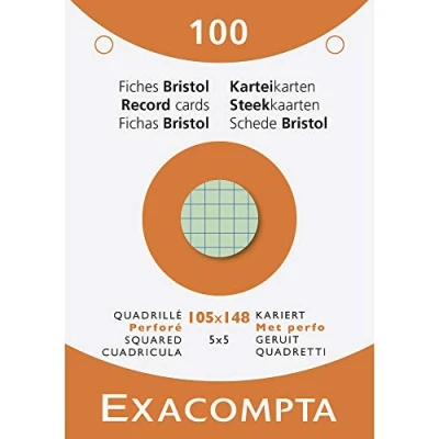Image de EXACOMPTA Fiches bristol, A6, quadrillé, assorti