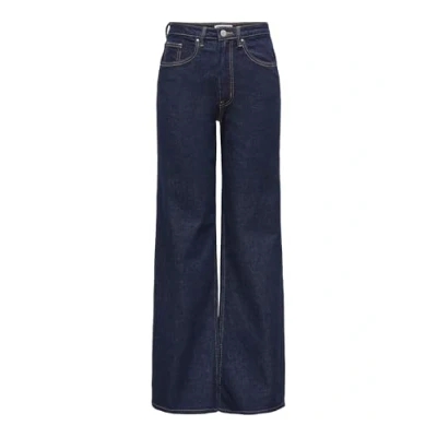 Image de ONLY Jean pour femme ONLJUICY à jambes larges Taille haute Coupe large, Bleu foncé denim, 32W / 32L