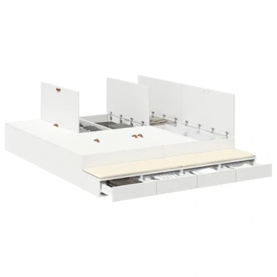Afbeelding van vidaXL Opbergbedframe Wit Bewerkt Hout 236,5 x 200 31,5 cm