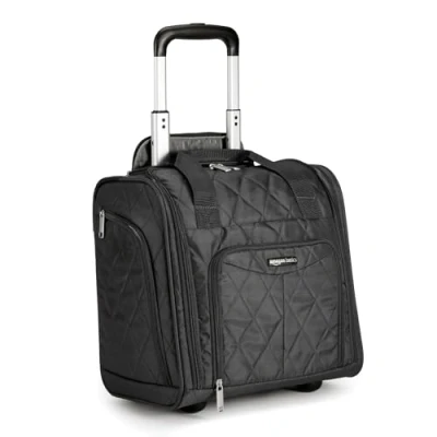 Afbeelding van Amazon Basics Koffer voor onder de stoel, Zwart met stiksels, 33 x 22,86 cm (l b h)