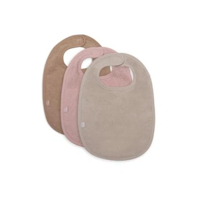 Image de Jollein Lot de 3 bavoirs pour bébé en tissu éponge, rose sauvage, nougat, biscuit, 100% coton, avec fermeture Velcro, bavoir