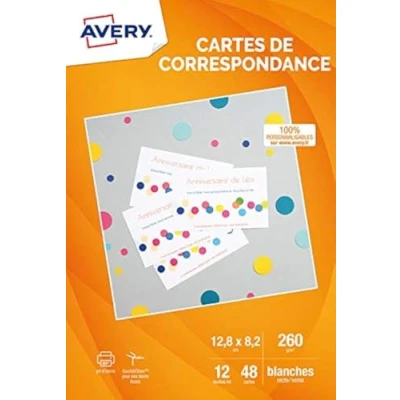 Afbeelding van AVERY Inkjet Correspondentiekaarten, 128 x 82 mm