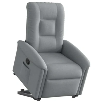 Afbeelding van VidaXL, Fauteuils, Relaxfauteuil met sta op hulp Lichtgrijze stof