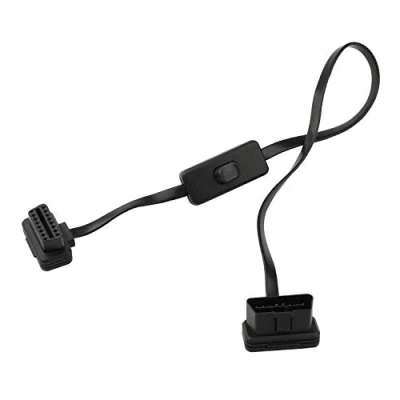 Afbeelding van Futheda OBD 2 16 polige II/EOBD verlengkabel met rechte hoek OBD2 stroomschakelaar, compatibel automotor