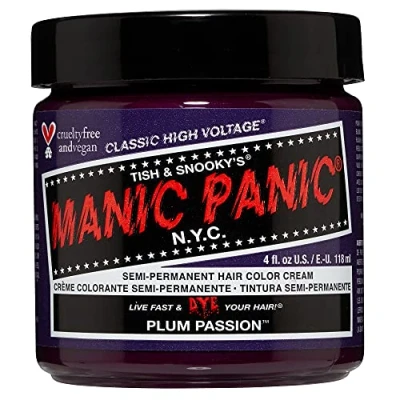 Image de Manic Panic Plum Passion Classic Crème, coloration capillaire violette semi permanente, vegan et respectueuse des animaux, 118 ml