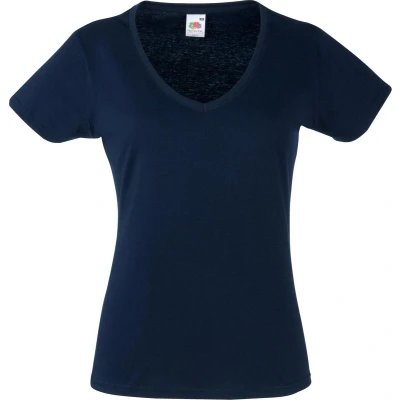 Afbeelding van Fruit Of The Loom Dames Vrouwen Fit Valuegewicht V hals T shirt met korte mouwen (Donker Marine)