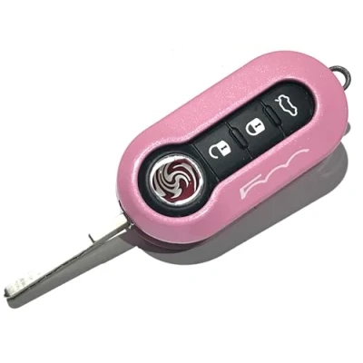 Afbeelding van Nordecco Sleutelhoes voor Fiat 500 500C 500L Abarth Grande Punto Brava Panda Stilo Linea 3 knopen roze glitter