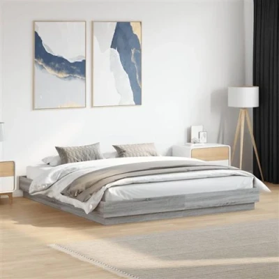 Afbeelding van vidaXL Bedframe met LED verlichting grijs sonoma eikenkleur 180x200 cm