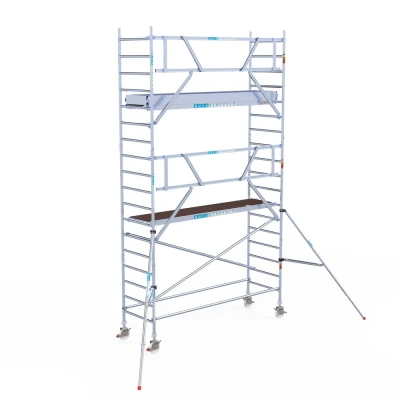 Afbeelding van Professionele aluminium gevelvrije rolsteiger 0.90x3.05x6.2m werkhoogte carbon vloer + enkele voorloopleuning