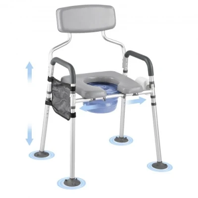Image de VEVOR Chaise Percée Siège de Toilette Hauteur Réglable Capacité Charge 227 kg