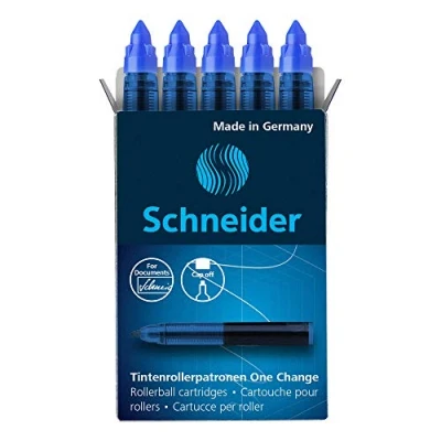 Image de Schneider 185403 One Change Lot de 5 cartouches d&#039;encre pour stylo roller Change, indélébile et non effacables Bleu