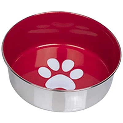 Afbeelding van Nobby RVS voerbak heavy paw anti slip rood 14 cm 0,6 ltr