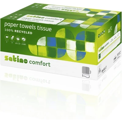 Afbeelding van Handdoek Satino Comfort PT3 V vouw 2 laags 250x230mm 20x160vel wit 277