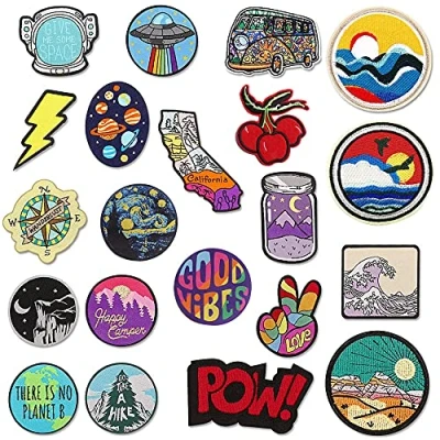 Afbeelding van Woohome Geborduurde patch om op te strijken, 20 stuks, uniseks, ruimte, kersen, fles, patches, strijken of naaien, voor kleding, T shirt, jeans, jas