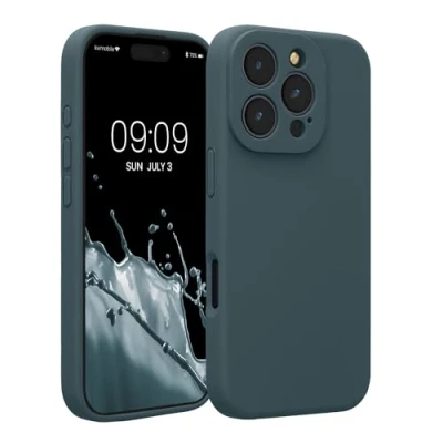 Afbeelding van kwmobile telefoonhoesje geschikt voor Apple iPhone 16 Pro TPU backcover met siliconen coating Smartphone case in leisteen